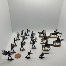 Lot Of 19 Vtg. Soldier Miniature Lead Old Figurine Flat Pewter