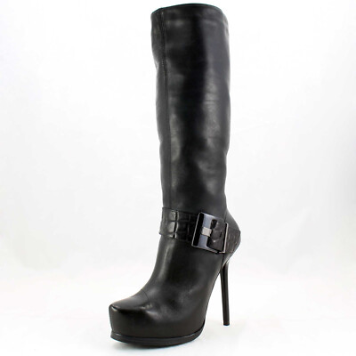 Via Uno Platform Boots Size 36 High Heels Leather Boots (#3669)
