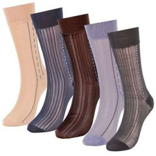 5 Pairs Male Ultra Thin Dress Socks Silk Sheer Business Socks Soft Nylon Work