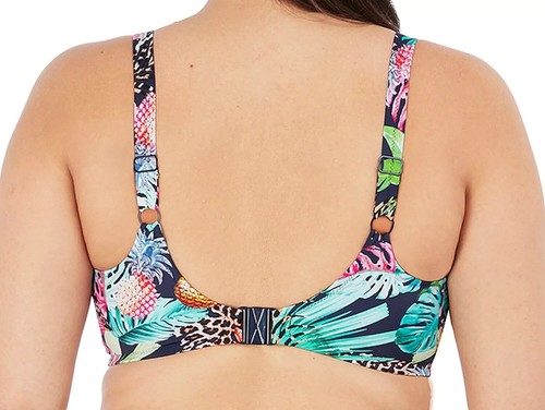 Elomi Pina Colada Bikini Top Size 40F Midnight Floral Underwired Plunge Bra 7262 - Picture 11 of 12