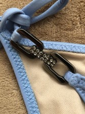 NWT~ABS By Allen Schwartz~Women String Bikini~ Baby Blue~Sz Med~Side Rhinestones