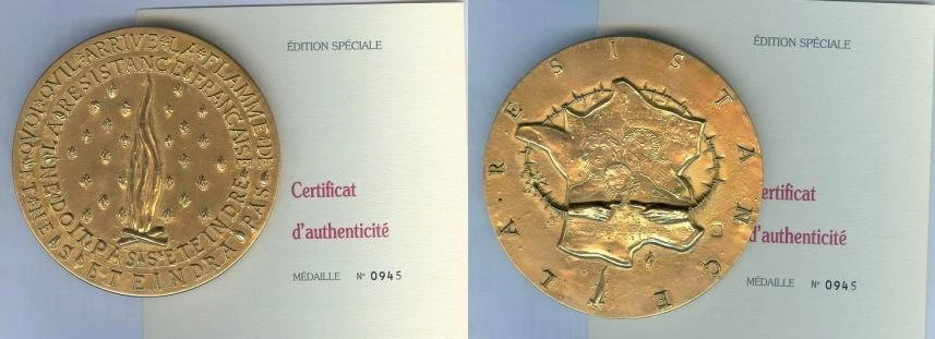 Médaille de table - de LANCESSEUR La résistance A de JAEGERr 110mm doré or pur - Photo 1/1