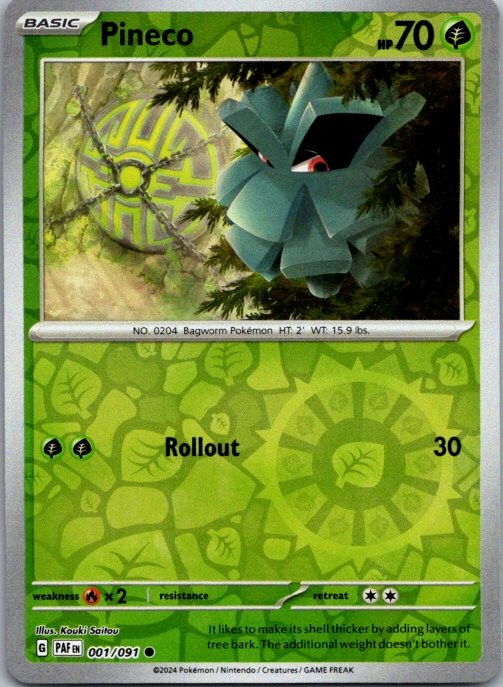 Pineco SV: Paldean Fates 001/091 NM Reverse Holo