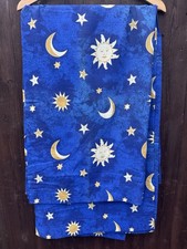 Celestrial Moon Stars Sun Blue Cutain Pair 64” Width X 54” Depth (SH)