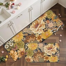 Boho Floral Kitchen Mats for Floor 2PCS Anti Fatigue Mats for Kitchen Floor