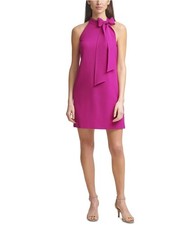Vince Camuto Womens Bow Neck Halter Sheath Dress, brghtpink, 6
