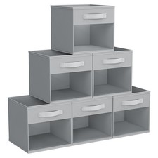 DIMJ Storage Cubes, Cube Storage Bin, 6 Pack Foldable Baskets with Window, Cl...
