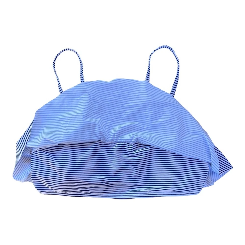 Xhilaration White & Blue Stripe Flounce Bikini Top Size Medium - Image 2 of 4