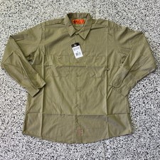 NEW Dickies Mens Long Sleeve Work Shirt Khaki Tan XL Button Up Pockets