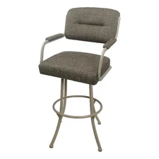 Tobias Designs 30" Swivel Metal & Fabric Bar Stool in Beige and Brown