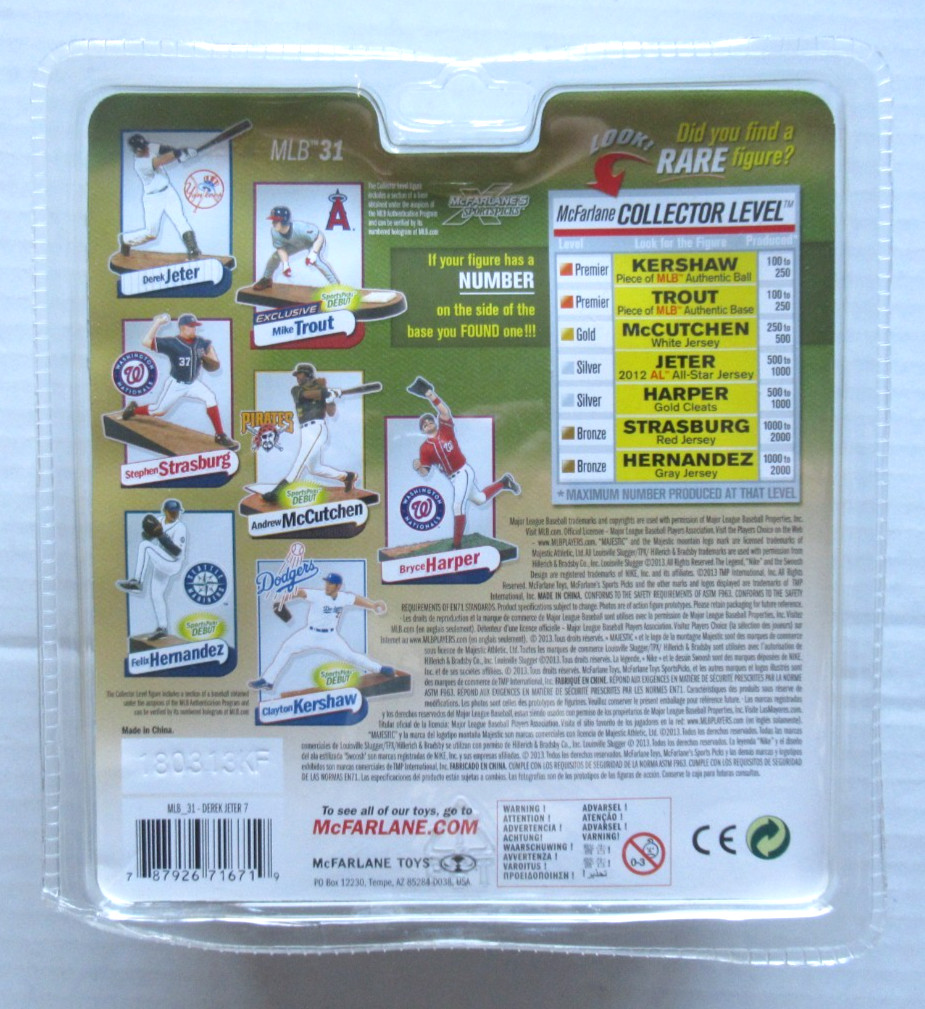 MCFARLANE DEREK JETER MLB 31 YANKEES ALL-STAR CL VARIANT /1000 6" FIGURE SEALED