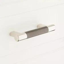 Signature Hardware Jerico Cabinet Pull 5‑1/8″ CC Polished Nickel/Gunmetal