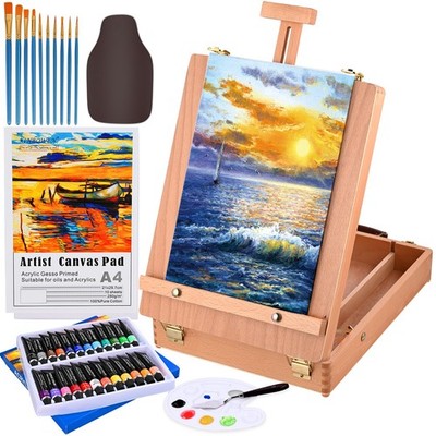 Tabletop Easel Acrylic Paint Set, 40 Pack Painting Kits for Adults, Painting ...