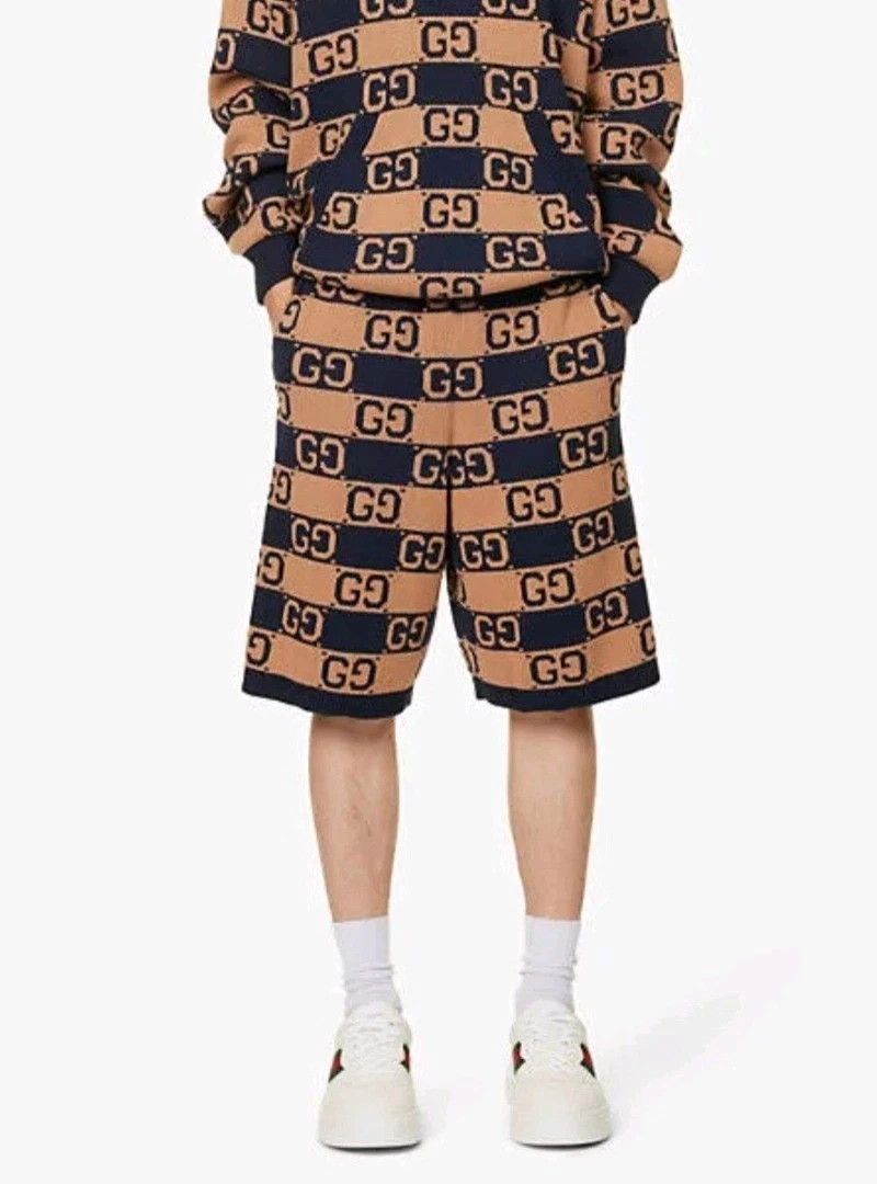 GUCCI Knitted Cotton Blend Monogram Pattern Wide-Leg Shorts, Sizes: XL
Opens in a new window or tab