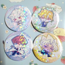 Yu-gi-oh x Sanrio Rainbow Holographic Can Badge Anime Pin Button Yugioh Choose