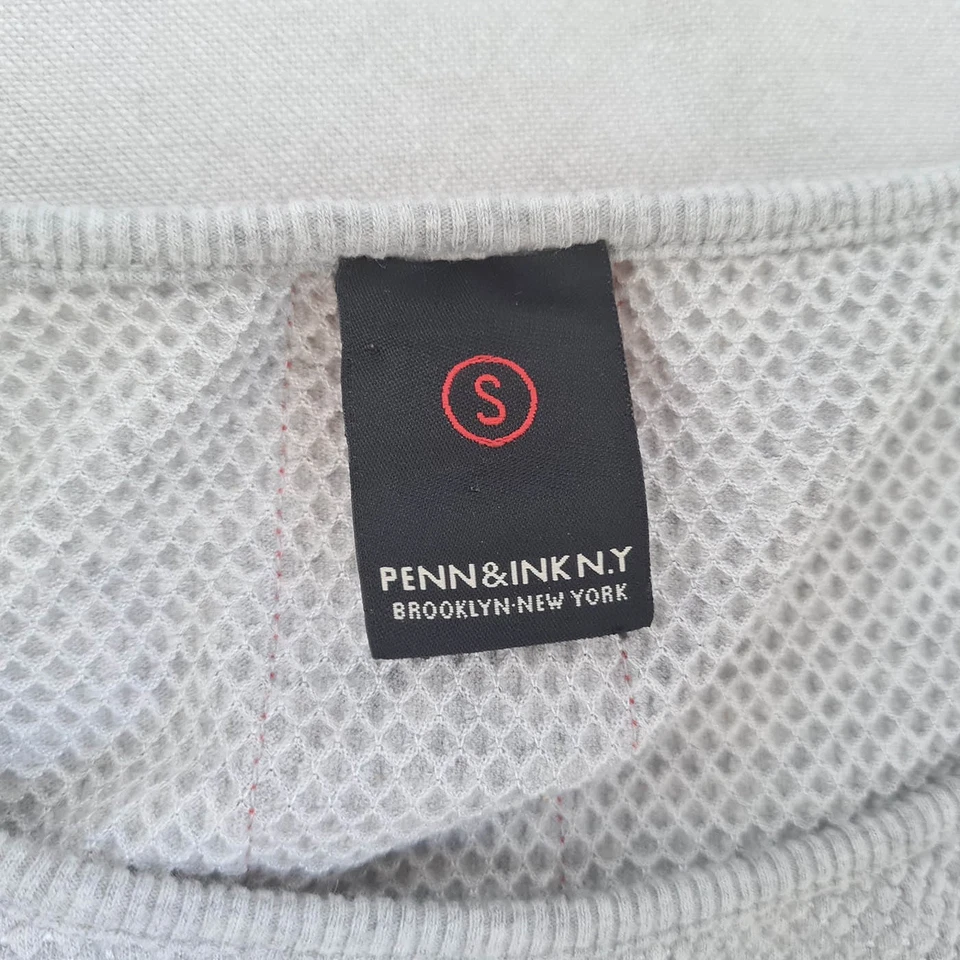 Vestido recto túnica corta gris tejido manga larga Penn & Ink NY para mujer Foto 3 de 4