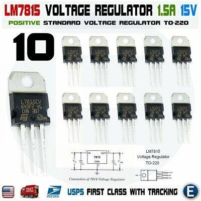 10pcs LM7815 L7815CV 7815 15V Linear Positive Voltage Regulator IC