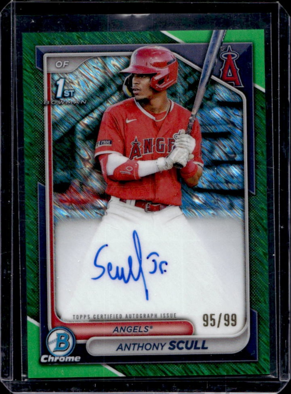 2024 Bowman Anthony Scull Chrome Auto Green Shimmer Refractor 1st #95/99