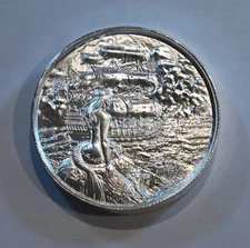 THE SIREN   2 troy oz .999 Fine Silver Ultra High Relief Round Privateer capsule