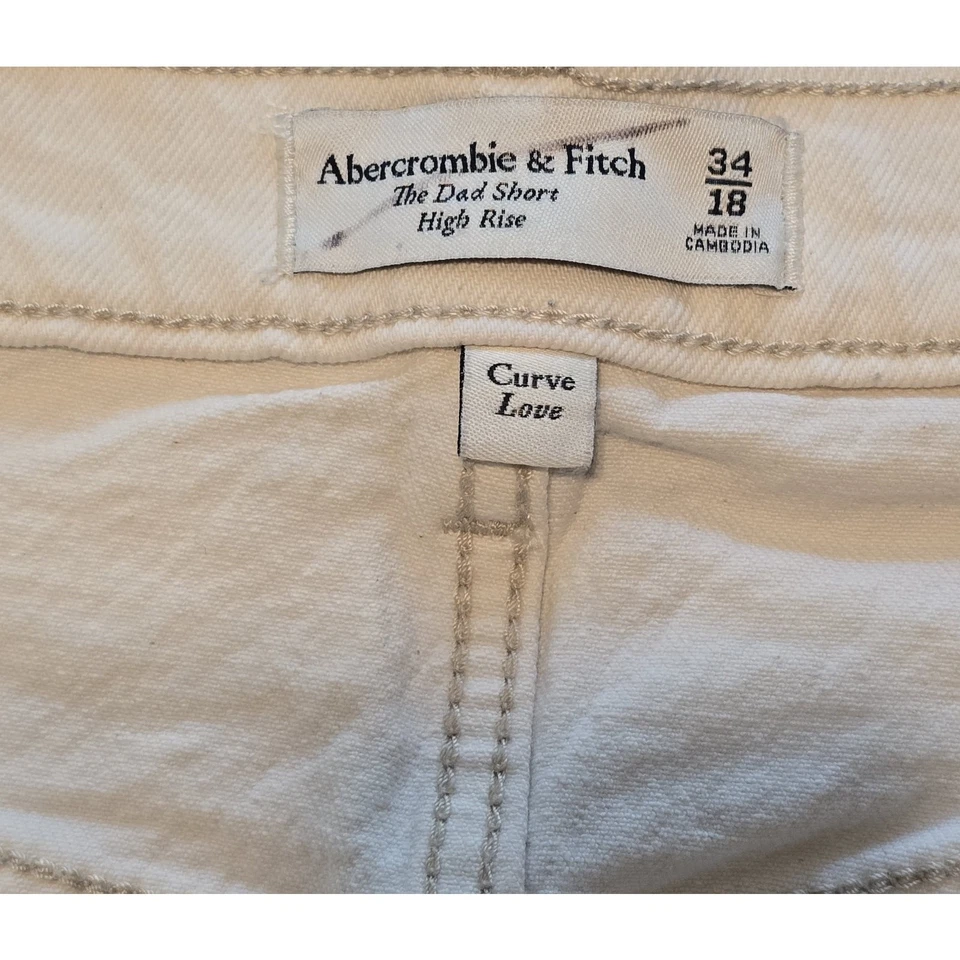 Abercrombie & Fitch Curve Love The Dad Corto Tiro Alto Mujeres 18 Blanco Envejecido Foto 3 de 4