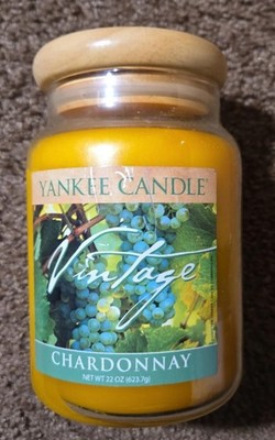 Yankee Candle Vintage Chardonnay Large Lable Jar Woodem Lid  2015
