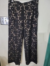 Carolina Herrera Women’s Pants Size 4 Small Black Lace Beige Lining Beautiful 