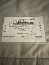 Yankees Pitcher David Cone Autographed Banquet Ticket