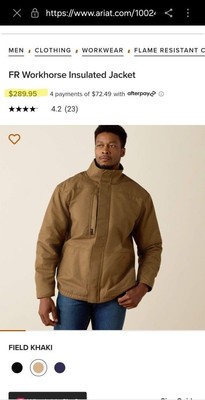 NEW! ARIAT FR Insulated Canvas Jacket: 4 PPE CAT, 54 cal/sq cm ATPV, Men's, L,