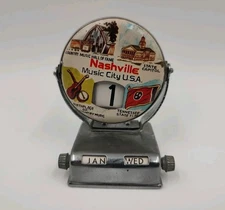 Vintage Metal Flip Perpetual Table Top Calendar-1960’s-Nashville Music City USA 