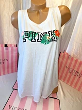 Victorias Secret PINK Open Back Shirt XL Tie-Dye Adorable Tropical Print