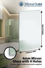 Large Mirror Bathroom Gym Glass With 4 Holes 6ft X 4ft 183cm X 121cm
