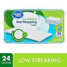 Low Streaking Wet Mopping Cloths, 24 Count Disposable Mop Pads for Floor