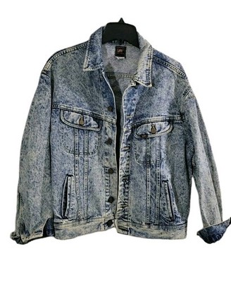 VTG Lee Riders Trucker Jacket Riders Acid Wash Denim Sz L Mens ''Sweden Patch''