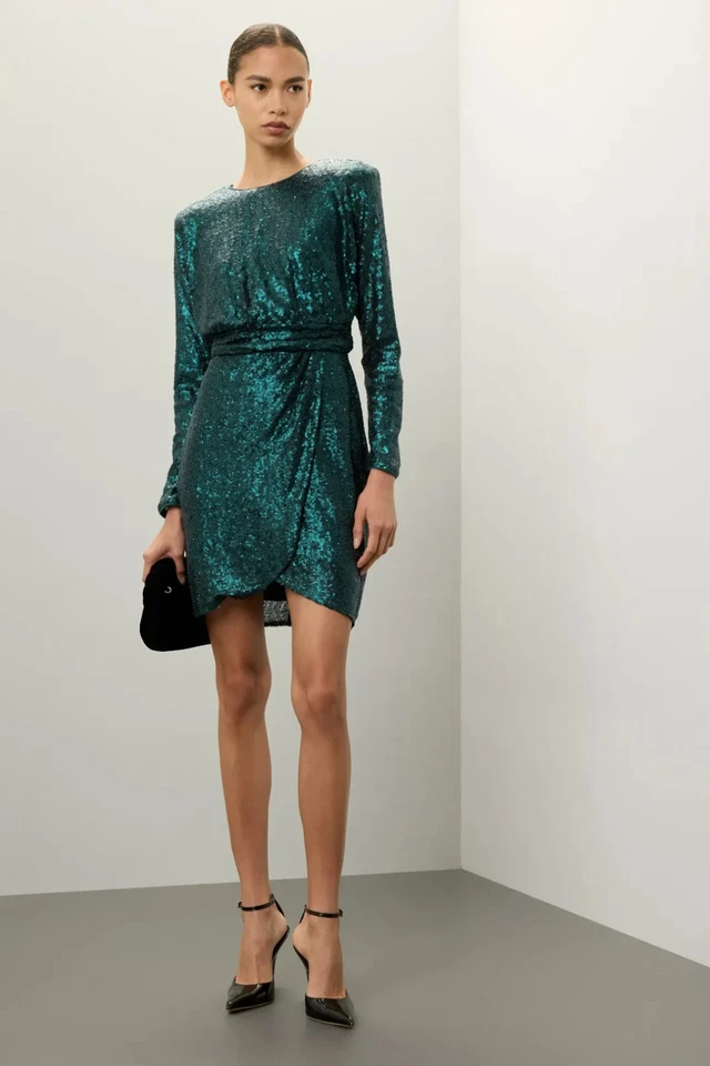 Donna Morgan Green Sequin Mini Dress Women’s Size 6 Retail $188 - Image 4 of 4