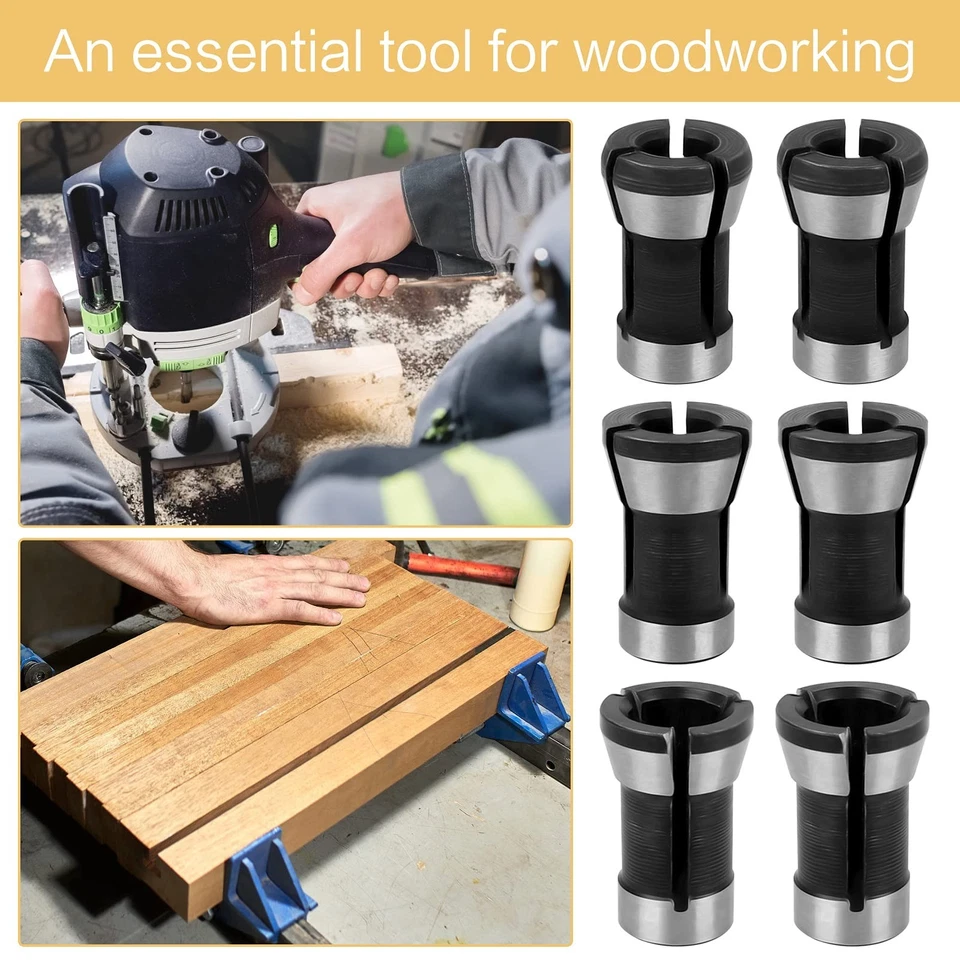 6 Pieces Collet Adapter, Steel Router Collet 6Mm 6.35Mm 8Mm Chuck Milling - Image 4 of 4