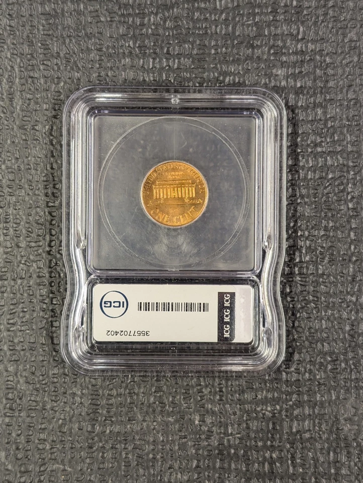 1974 S MS 67+ RD  Lincoln Memorial One Cent 1c Rare Coin - ICG Hutto White Label - Image 3 of 4