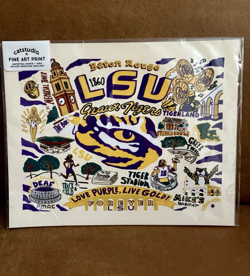 LSU Gift Bundle-NWT.  LSU Print, Potholder, 2 Scarves, ID Wallet, Earrings. - Image 2 of 4