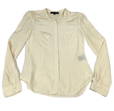 Isabel Marant Womens Silk Blouse Sz 2 Ivory Button-Up Shoulder Pads NWOT