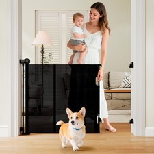 One-Hand Operation Retractable Baby Gates, 59 inch Retractable Gate with Rein...