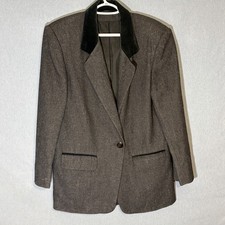 Women s Vintage Wool Blend BlazerLarry Levine Collection Gray - Size 10 Flawed