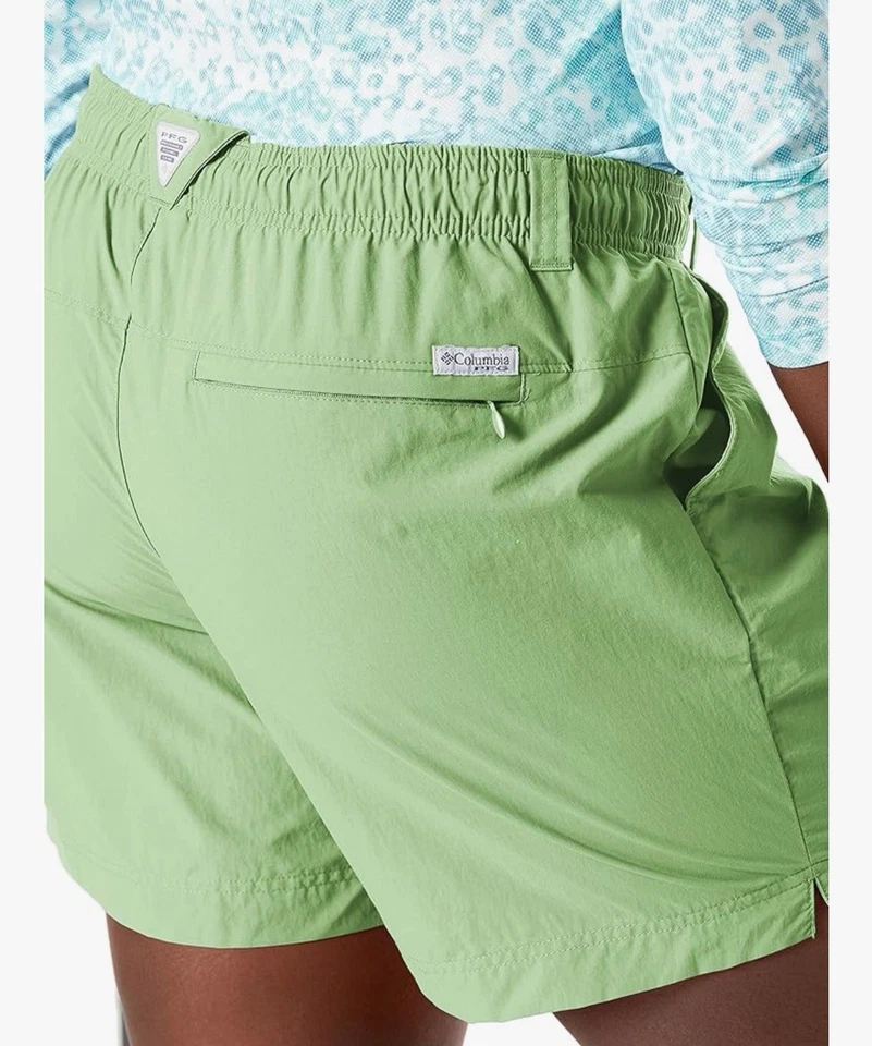 Columbia Backcast Water Shorts Women's XS 5 Inch Drawstring Pockets Lime Green - Image 3 of 4