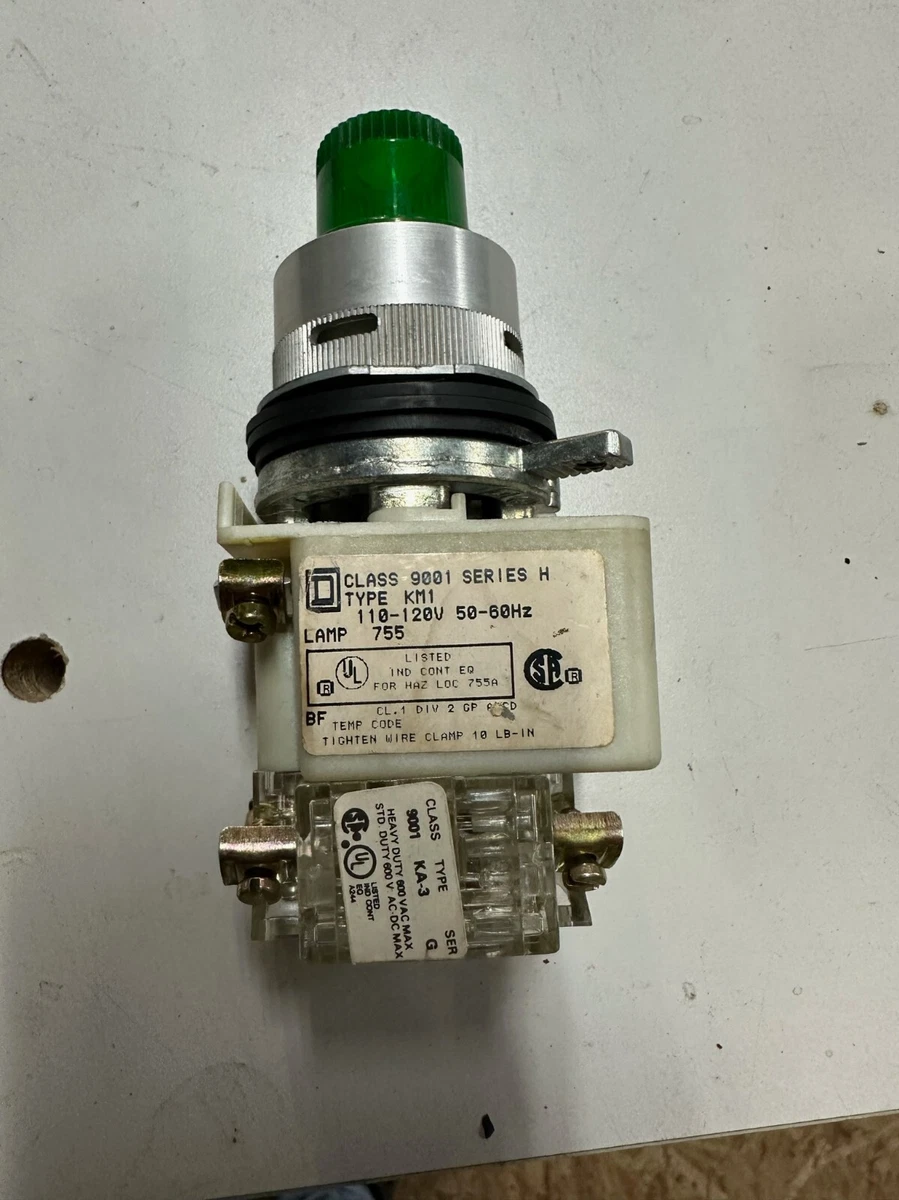 SQUARE D 9001KM1 FINGERSAFE LIGHT MODULE WITH GREEN LENS AND CONTACTS W51