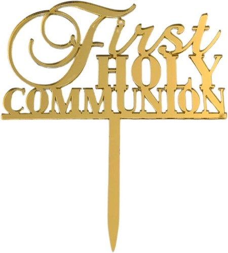 First Holy Communion Acrylic Gold Cake Topper Holy Communion Baptism Christening - Picture 11 of 12
