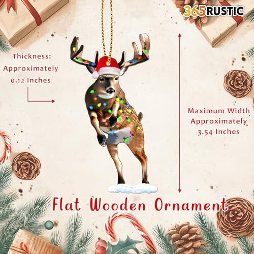 Vibrant Animal 2 Side Printed Flat Christmas Tree Ornaments, Animal Deer - Picture 6 of 7