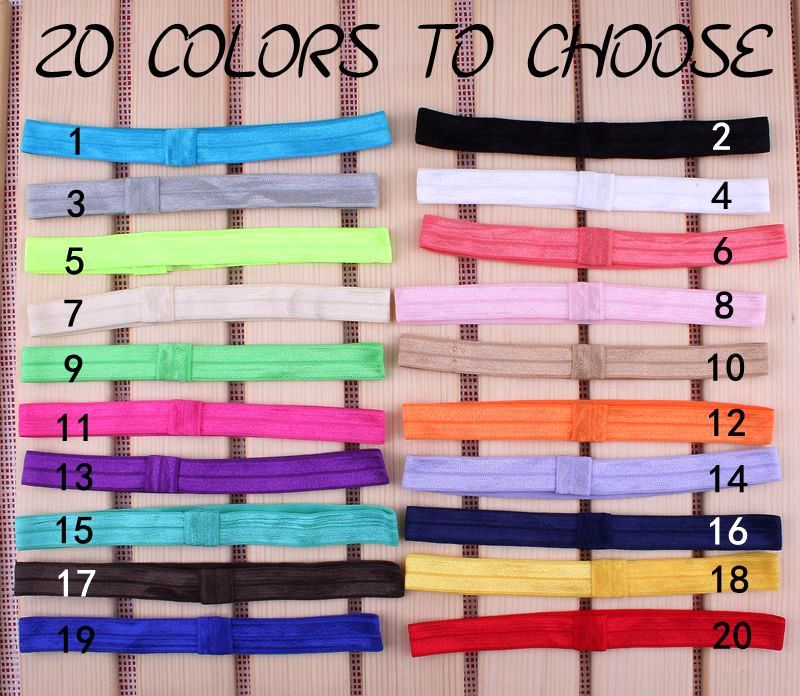 50PCS Handmade Solid Candy Nylon Headbands Artificial Elastic Band For