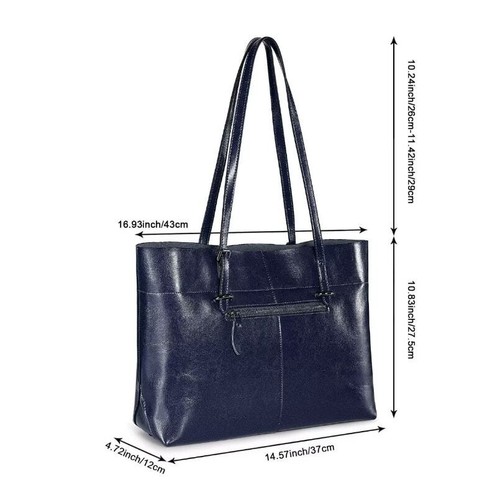 Bolso de Mano Cartera S-Zone Cuero Genuino Estuche para Laptop Azul Marino Nuevo - Imagen 4 de 11