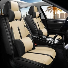 Nappa Perforated Leather Universal Car 5 Seat Covers Full Set Cushion Protector