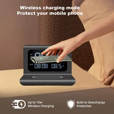 Thermometer Display Digital Clock Wireless Charger For iPhone 16 Samsung S25 S24