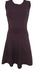 Theory Womens Small Dominay Ventura Sleeveless Fit  Flare Dress in Elderberry