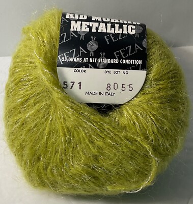 Feza Kid Mohair Metallic Unit of 1 Lime Green 571 New Vintage Halo
